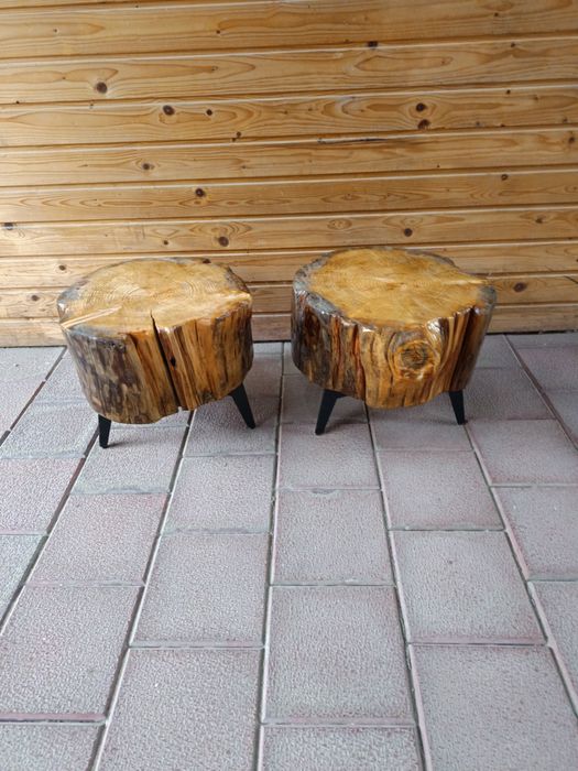 Noptiere , masa de cafea buștean larice și picioare metalice