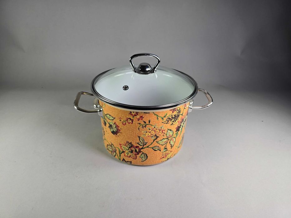 Емайлирана тенджера със стъклен капак 5,5л