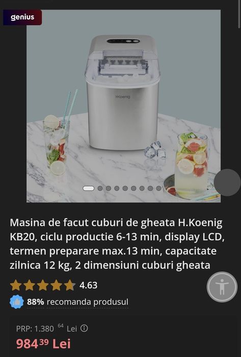 Masina de facut cuburi de gheata H.Koenig KB20