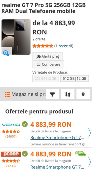 Realme GT 7 Pro – 12 GB RAM / 256 GB Stocare – Flagship Premium