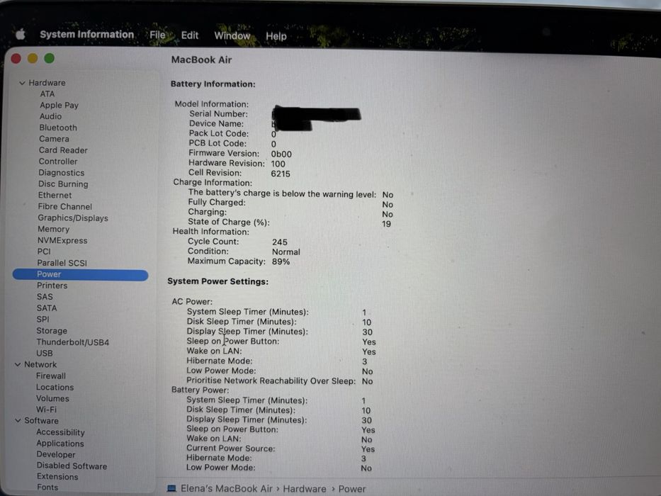 Macbook Air M2 13.6 8gb/256 gb ssd