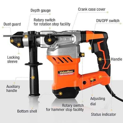 Ciocan perforator ValueMax SDS-Plus 1600 W, ciocan demolator 6 Jouli