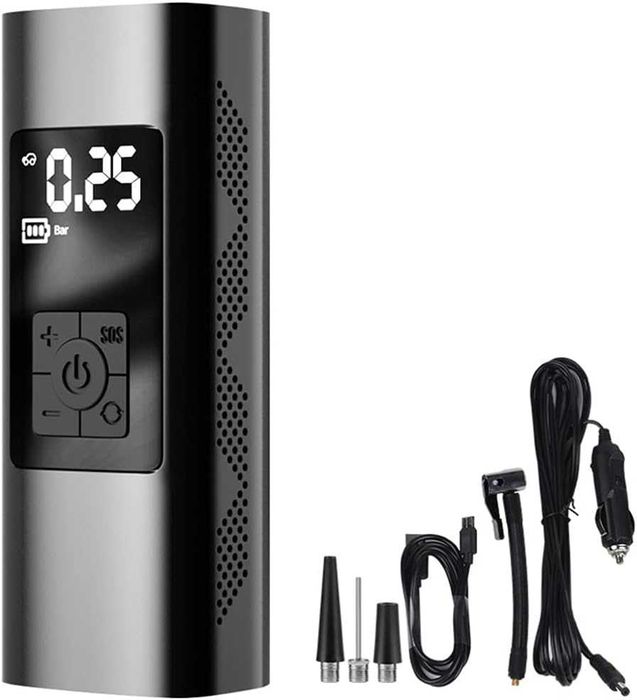 Compresor de aer portabil pentru masina, Afisaj digital, Negru,sigilat