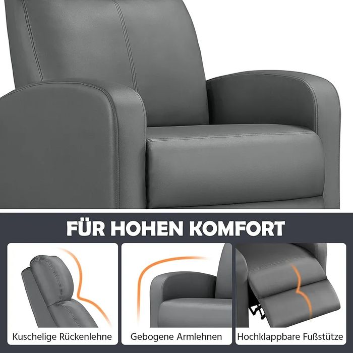 NOU Fotoliu Yaheetech, gri, piele eco