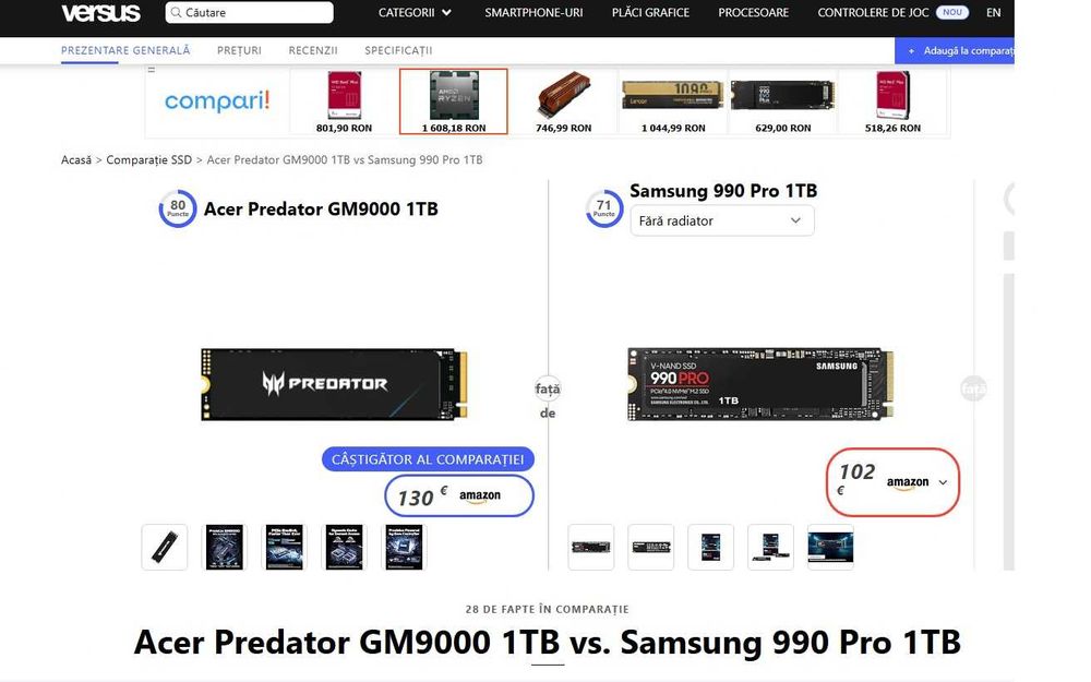 SSD acer Predator GM9000 1TB SSD
PCI Express 5.0  , NOU , fara ambalaj