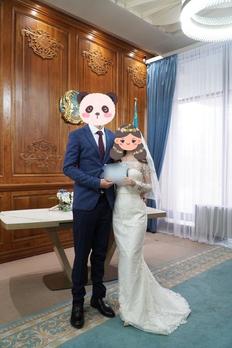 Свадебное платье белое с фатой