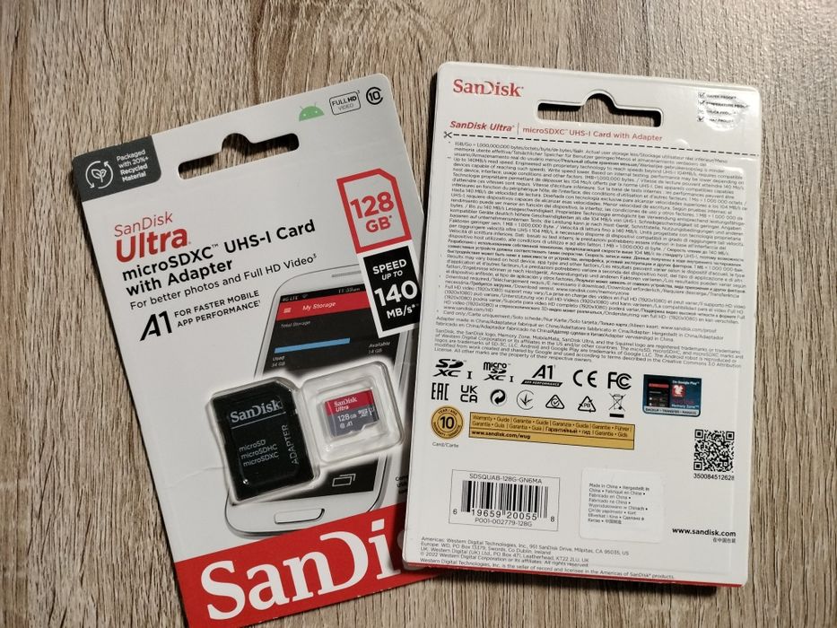 Microsd Sandisk sd card, usb - 128 Gb