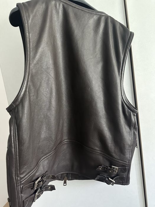 Vestă piele naturală moto maro M/L