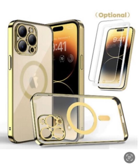 Husa Clear Rainbow + Folie Sticla Visual Iphone 14/15/16e/PRO/MAX/PLUS