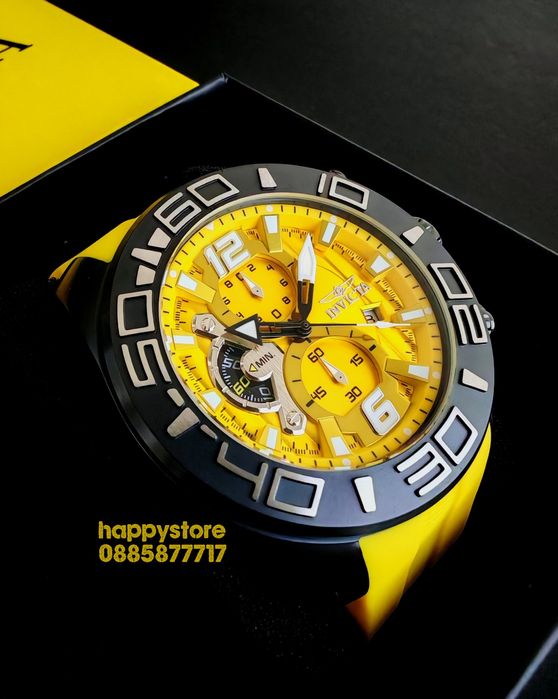 часовник INVICTA Pro Diver Yellow 50 mm, Инвикта нов