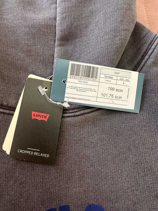 НОВ Оригинален мъжки суичър , худи  LEVI'S `s Левайс Hoodie размер L (става и за M) ,подх. за подарък