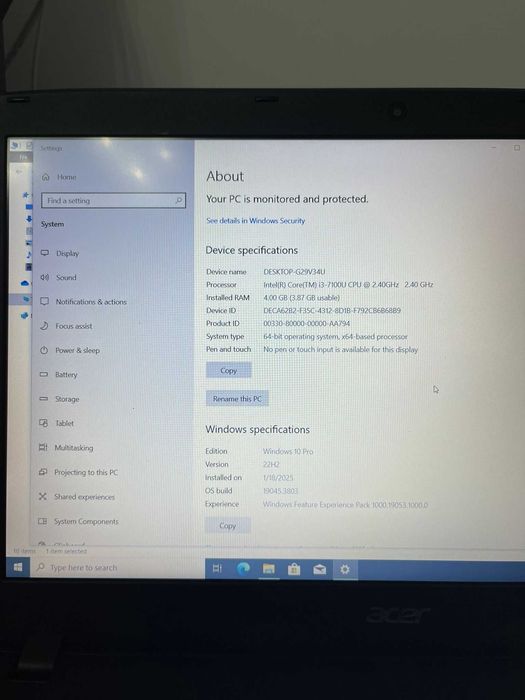 Laptop Acer i3 + SSD 256GB + NVIDIA 940M – rapid