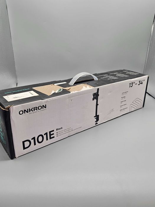 Универсална бюро стойка за монитор ONKRON D101E, 13"–34", 8 кг, черна