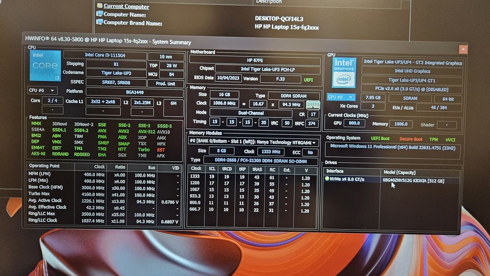 Laptop Hp i3 gen 11 / 16 gb ram / 512 gb nvme