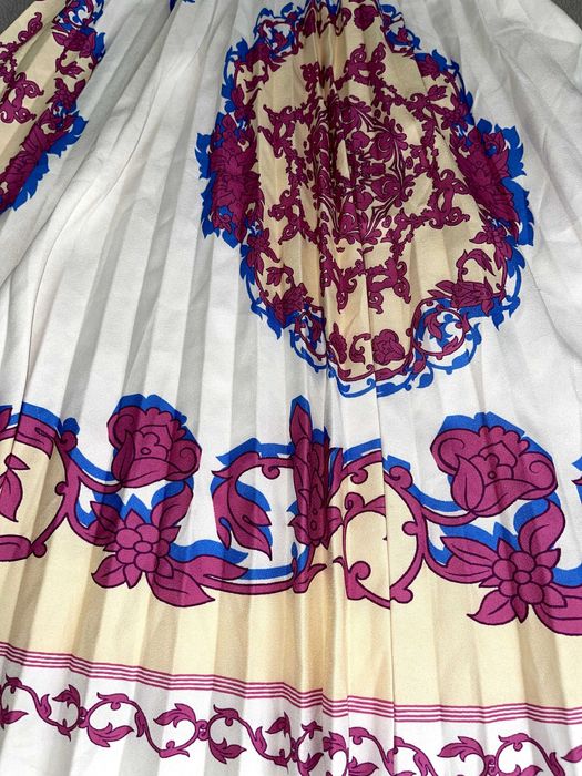 dolce gabanna пола d&g бяла дълга лилава цикламена плисе набрана шарен