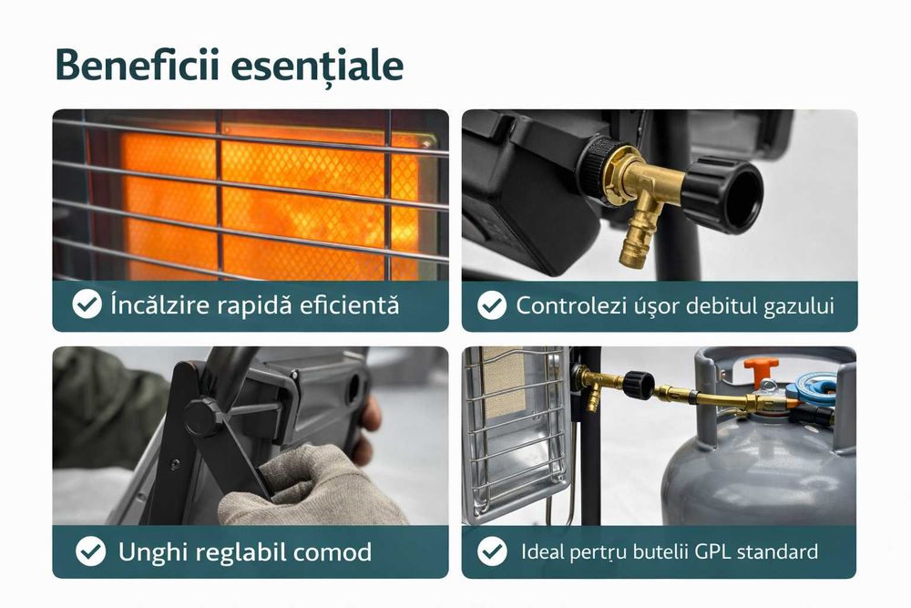 Incalzitor Ceramic pe Gaz 3500W cu Suport Metalic