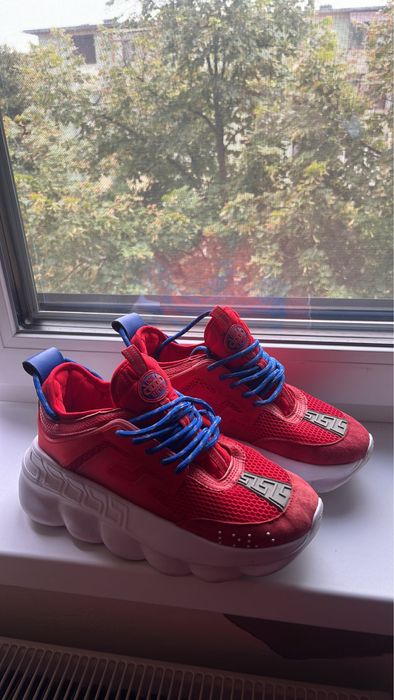 Versace Chain Reaction (Rosu cu talpa alba si sireturi albastrure)
