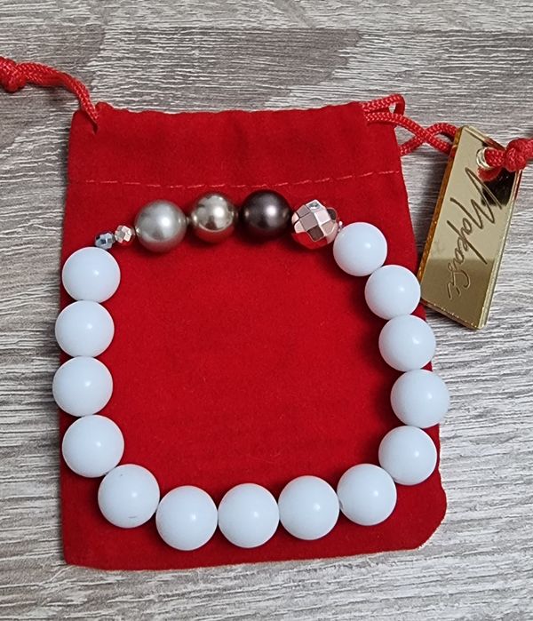 Гривна с ахати, хематит и перли сваровски