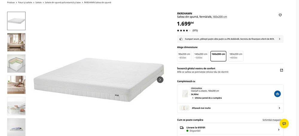 Saltea Spuma Ikea ÅKREHAMN 160x200