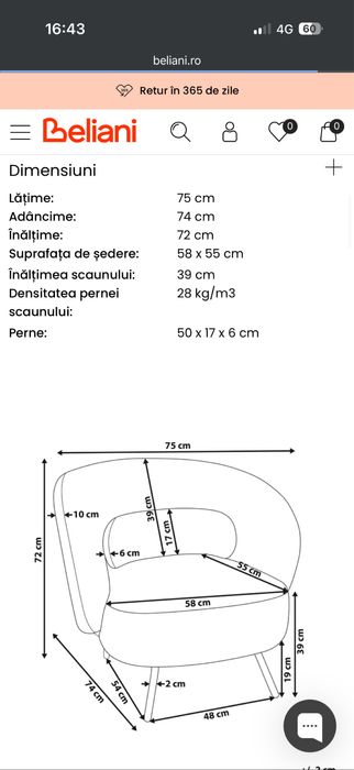 Fotoliu BELIANI MAKELA Boucle Alb-murdar