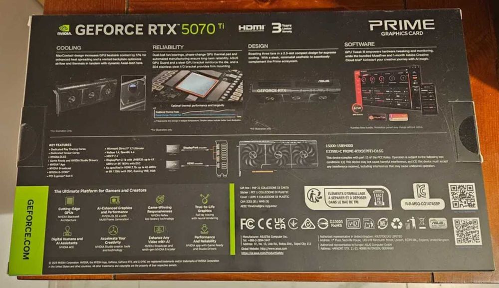Placa video ASUS GeForce RTX 5070 Ti PRIME OC 16GB - sigilata garantie