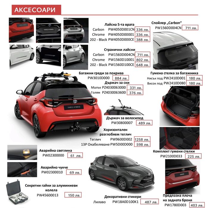 Оригинални греди за Toyota Yaris, след 2020/06г.