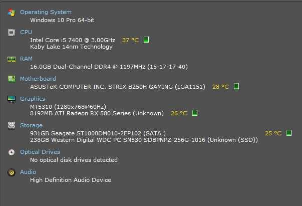 PC Gaming / Office complet – Intel i5, 16GB RAM, RX 580 8GB, SSD + HDD