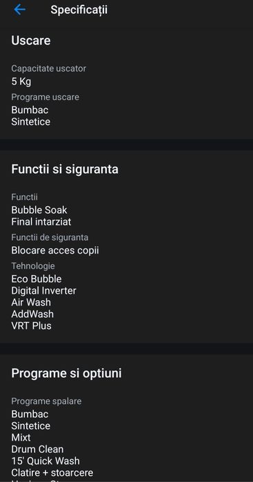 Masina spalat Samsung slim cu uscător impecabilă