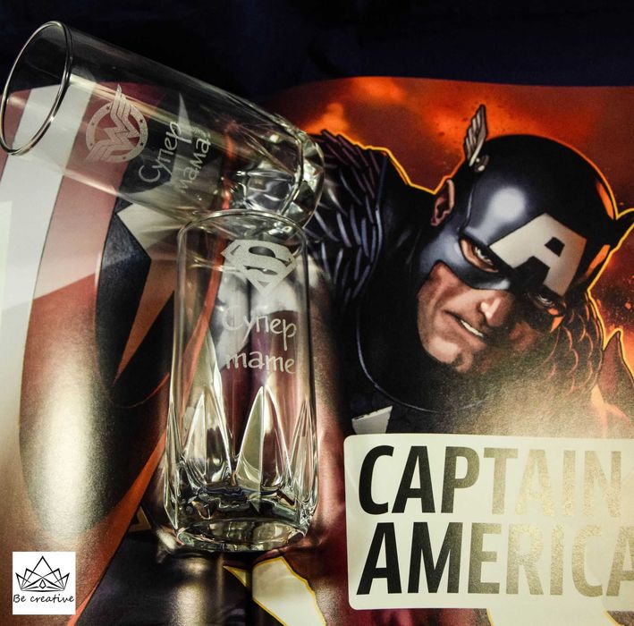 Лазерно гравирани стъклени чаши за вода/безалкохолно три броя