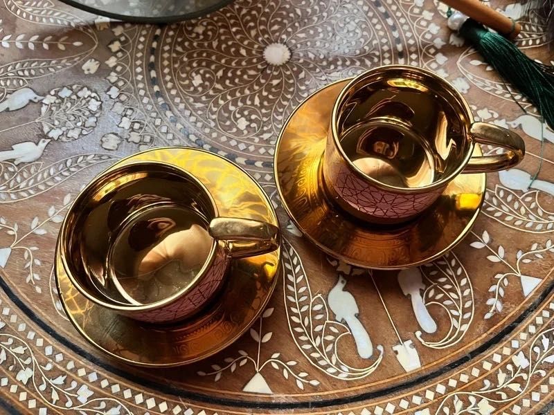 Set Duo 2 cesti noi de cafea cu farfuriute, Burberry Ceramics