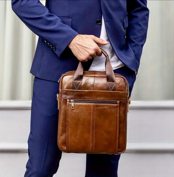 Мъжка кожена чанта за през рамо /Модерен кросбоди кежуал -10% Промоция