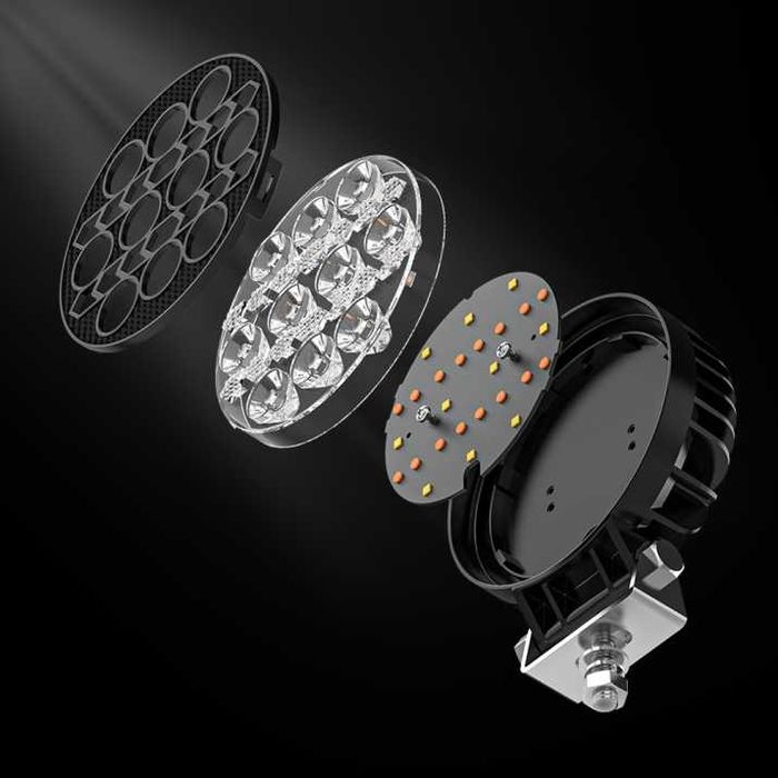 Диоден халоген LED с бяла светлина и жълт габарит 12/24V T776