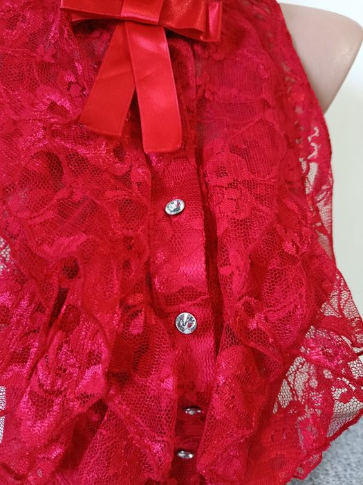 Bluza eleganta roșie dantela sexy victorian style mărimea S 36