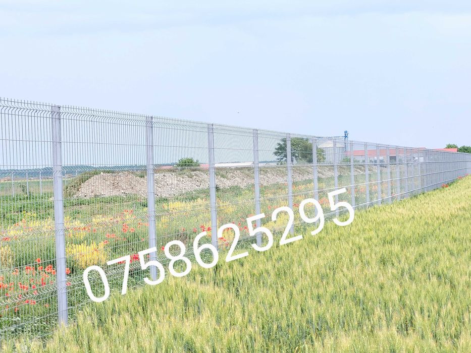 Panou gard bordurat zincat + vopsit / plasa pentru gard.  Stalp gard