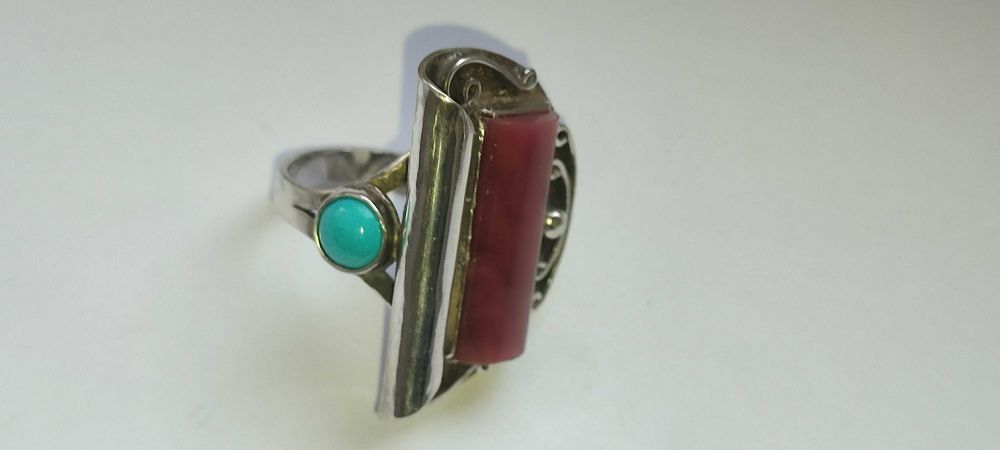 Эксклюзивное серебряное кольцо с камнем ЯШМА разм.19