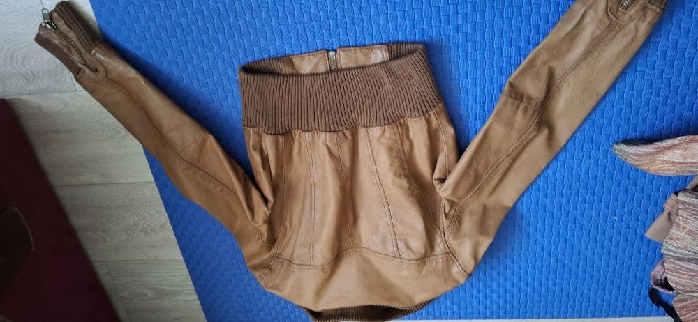 Geaca de piele naturala maro