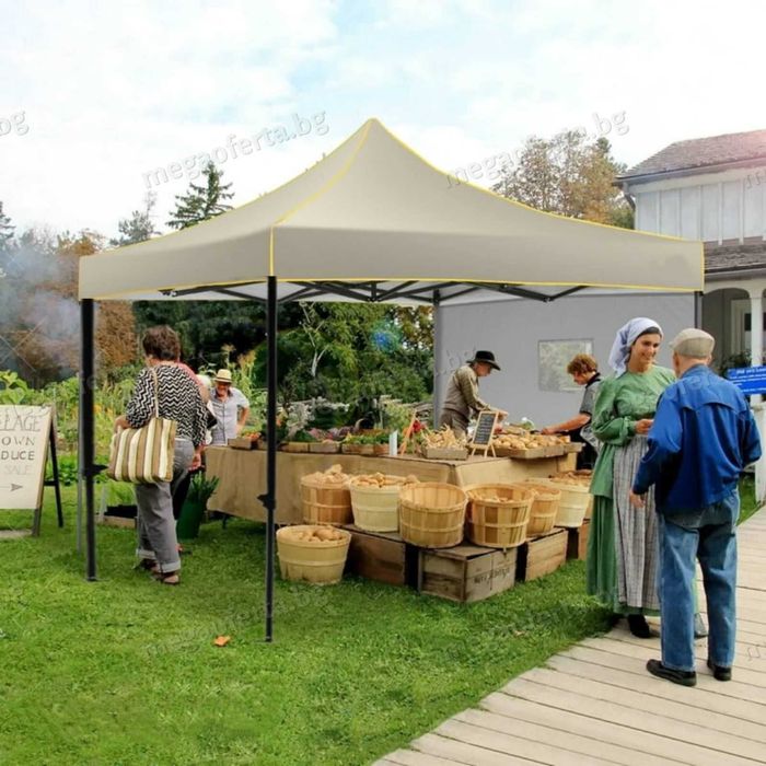 Градинска сгъваема шатра 3х3 усилена конструкция и гумирано покривало