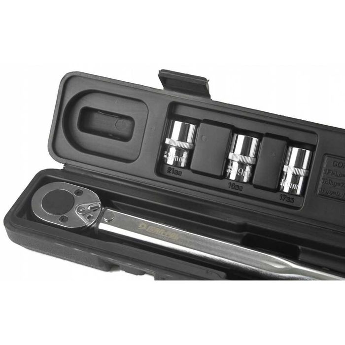 Динамометричен ключ 1/2″ 28 – 210 Nm/вложки(17,19,21м)/удължител 125мм