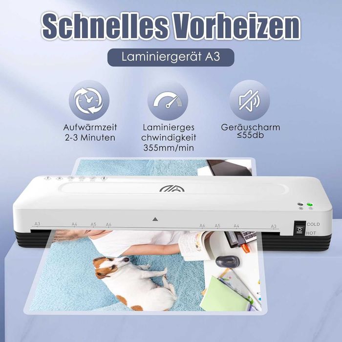 Laminator A3, laminare cald/rece - 3 buc/min, eficient si rapid, Nou