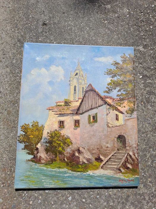 tablou pictura pe panza 50/60 cm semnat Erich K Plank