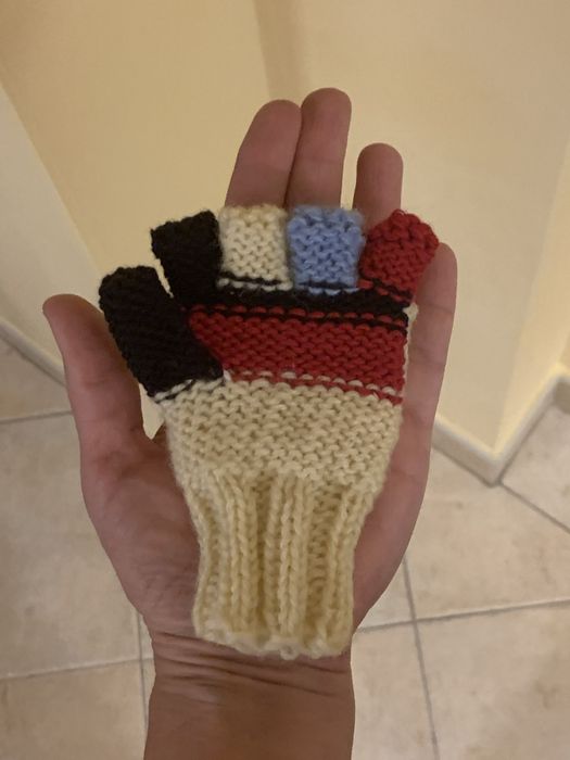 Ръчно плетени детски бебешки ръкавици без пръсти с капаче момче момиче