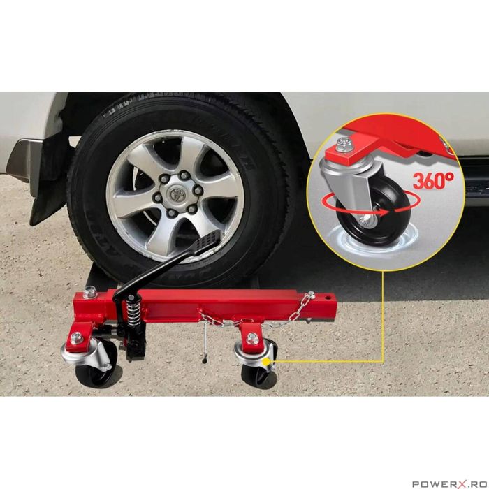 Carucior cu role extensibile 300-550 mm, 12'', pentru transport masini