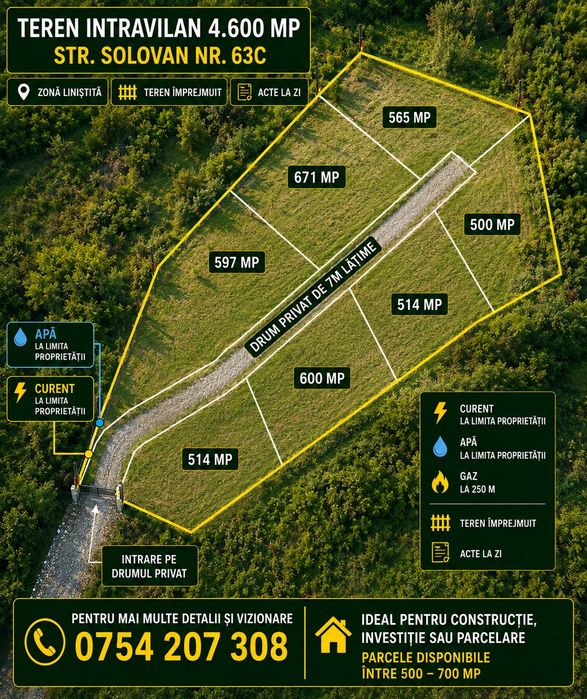 4.600 MP / INTRAVILAN / STR. SOLOVAN / PARCELARE/Electricitate +Apa la proprietate”