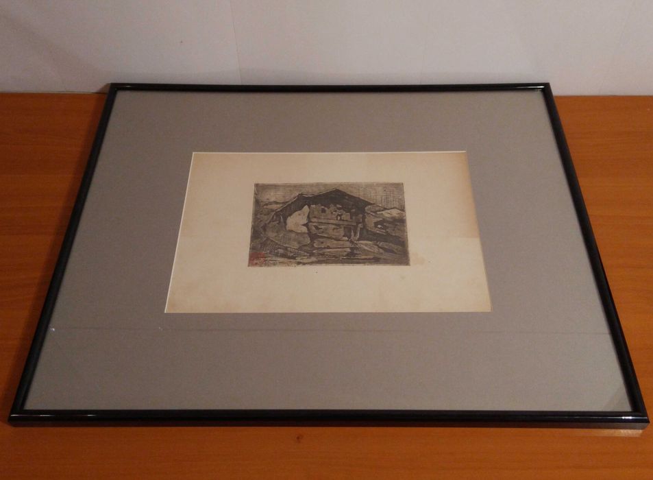 Tablou Gheorghe Petrascu |Casa la tara| Gravura veche