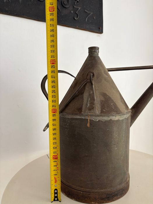 Canistră mare metalică galvanizată pentru ulei motor veche interbelica