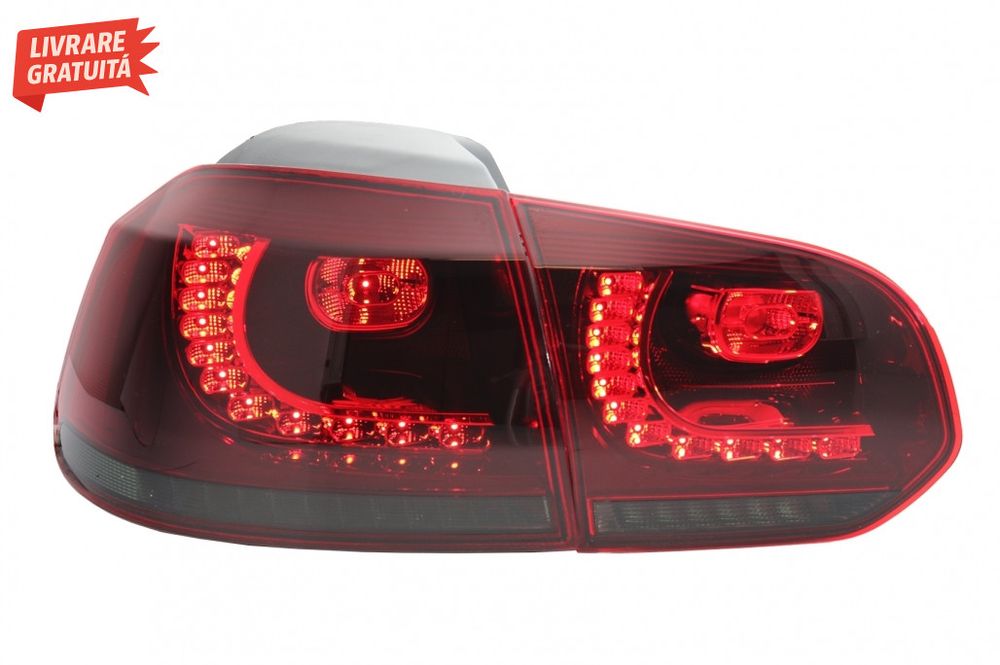 Stopuri Full LED VW Golf 6 VI (2008-2013) R20 Design Rosu Fumuriu cu S