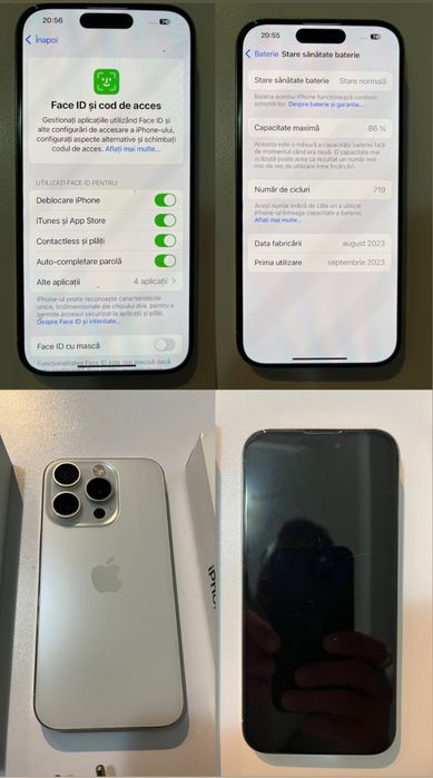 iPhone 15 Pro White 128GB 86% full box