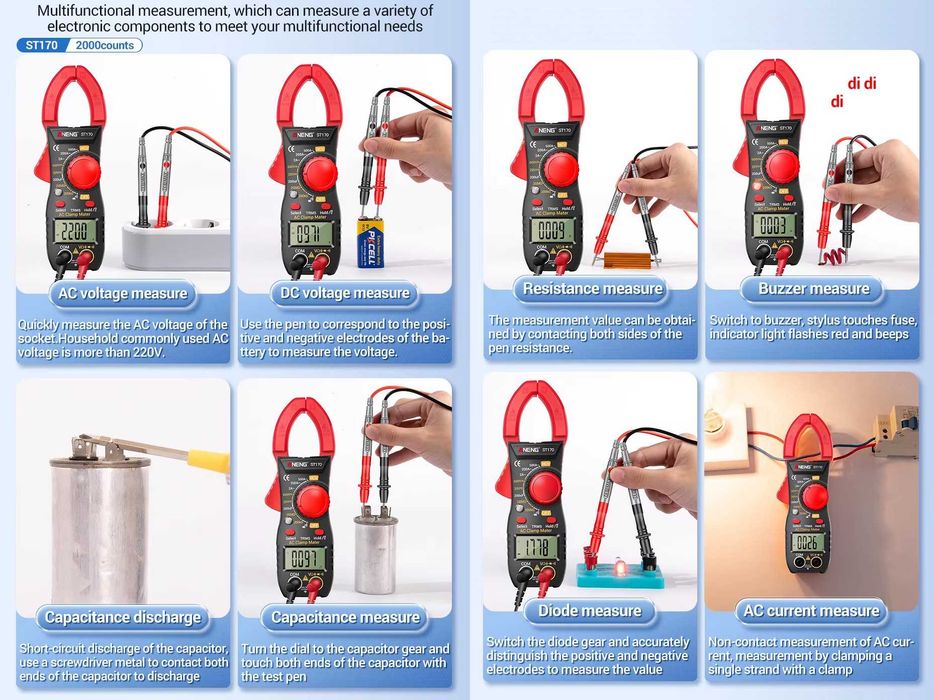 Multimetru digital smart Aneng SZ02 1000V True RMS cu scalare automata