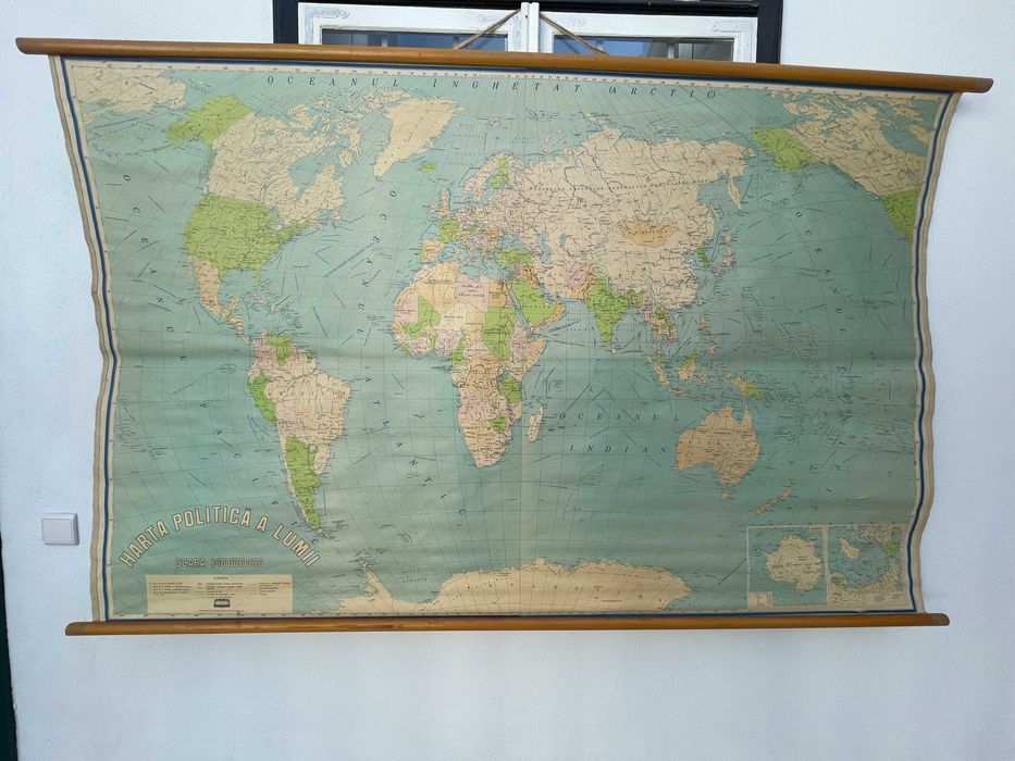 Harta Politica a Lumii 1:18.000.000 Directia Topografica Militara 1975