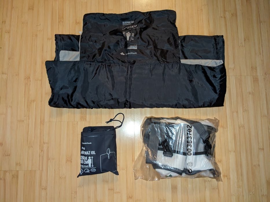 Sac de dormit + pelerina ploaie + geanta termoizolanta
